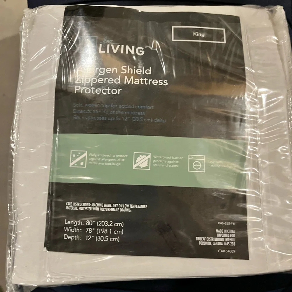 King allergen shield, zippered mattress, protector